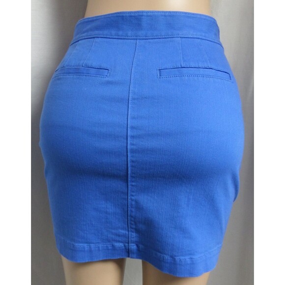 LOFT BLUE DENIM PATCHED POCKETS CAREER CASUAL STRAIGHT MINI SKIRT SIZE: 2 NEW - Picture 3 of 4